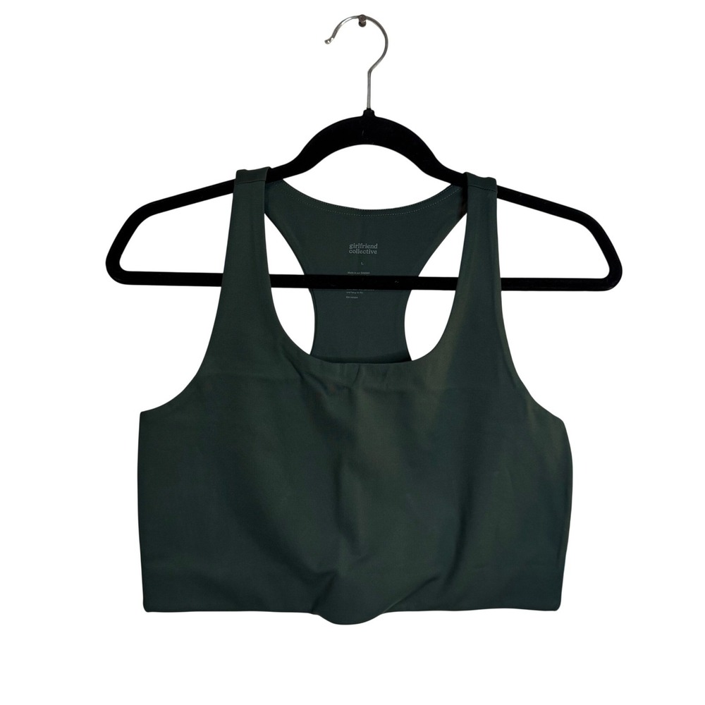 Girlfriend Collective‎ Racerback Sports Bra Dark Green Medium NWT